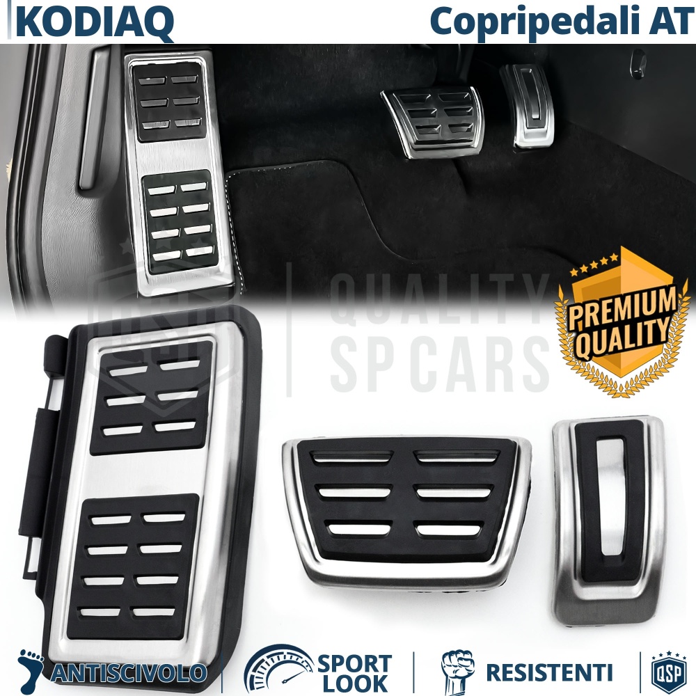 CUBRE PEDALES Deportivos para Skoda Kodiaq Cambio AUTOMÁTICO | Pedales de Aluminio y Goma Antideslizante