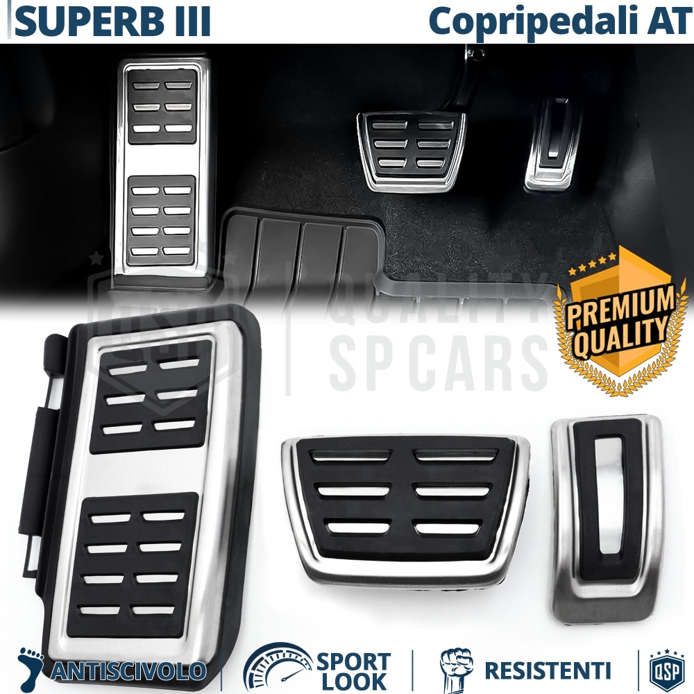 Sport PEDALKAPPEN für Skoda Superb 3 AUTOMATIKGETRIEBE | Pedalabdeckungen aus Aluminium und Gummi