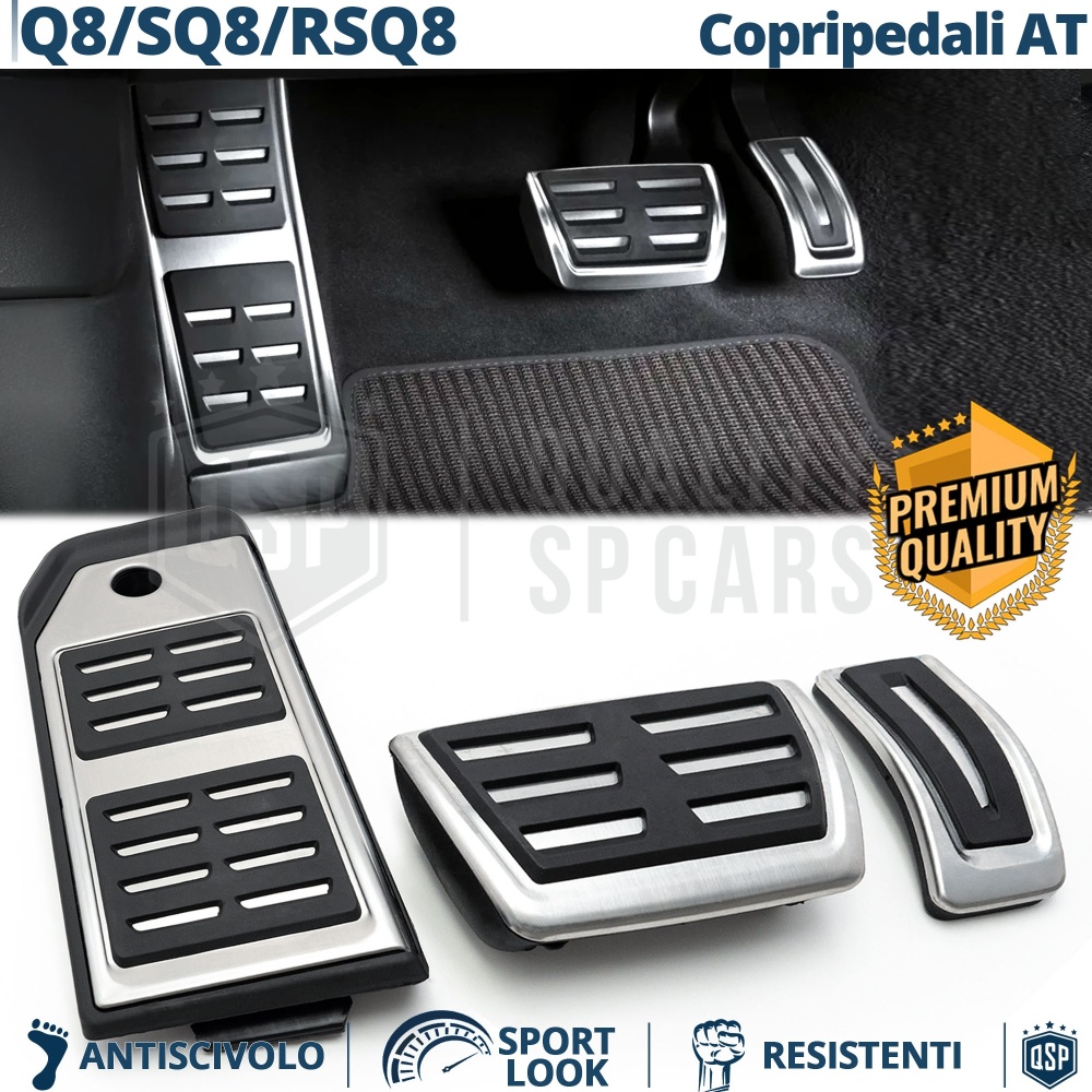 CUBRE PEDALES Deportivos para Audi Q8 Cambio AUTOMÁTICO | Pedales de Aluminio Goma Antideslizante