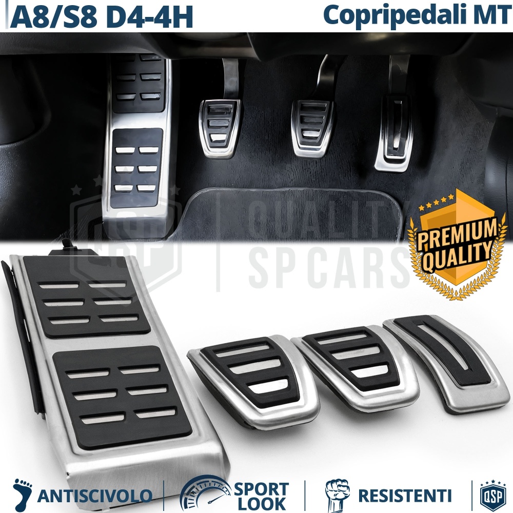 COUVRE PÉDALES Sport pour Audi A8 12-17 Transmission Manuelle | Aluminium et Caoutchouc Antidérapant