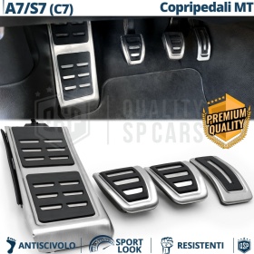 Car PEDAL Covers for Audi A7 C7 Manual Transmission | Aluminum and Non-slip Rubber Sports Pedals