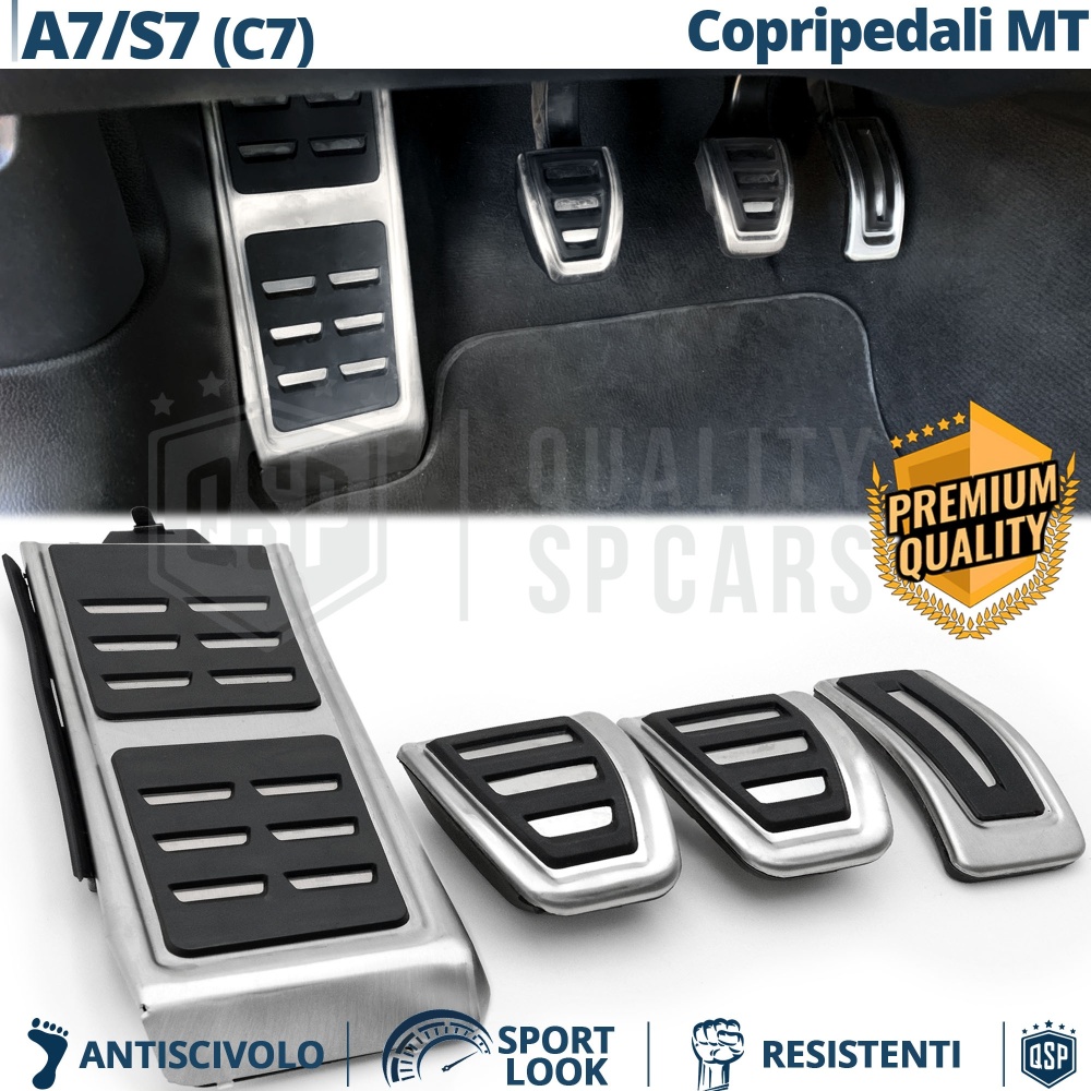 Car PEDAL Covers for Audi A7 C7 Manual Transmission | Aluminum and Non-slip Rubber Sports Pedals