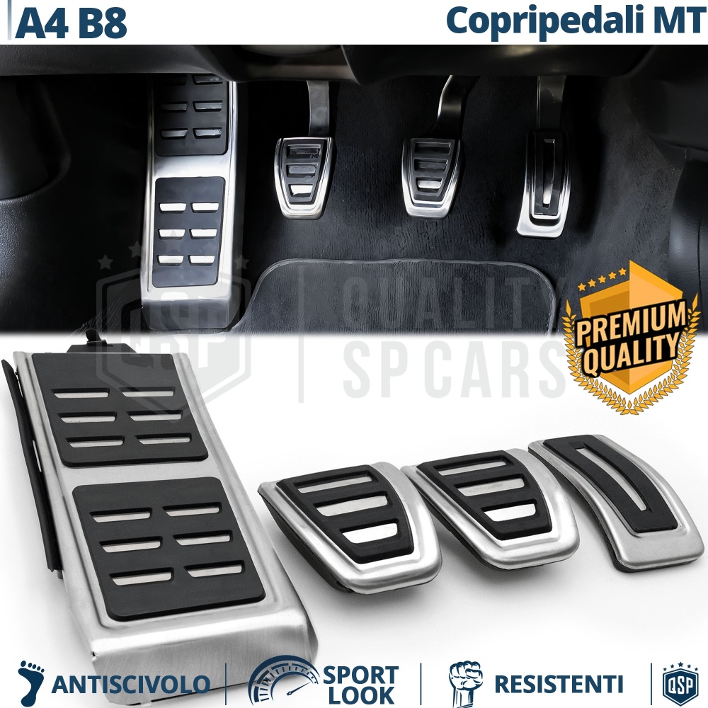 Car PEDAL Covers for Audi A4 B8 Manual Transmission | Aluminum and Non-slip Rubber Sports Pedals
