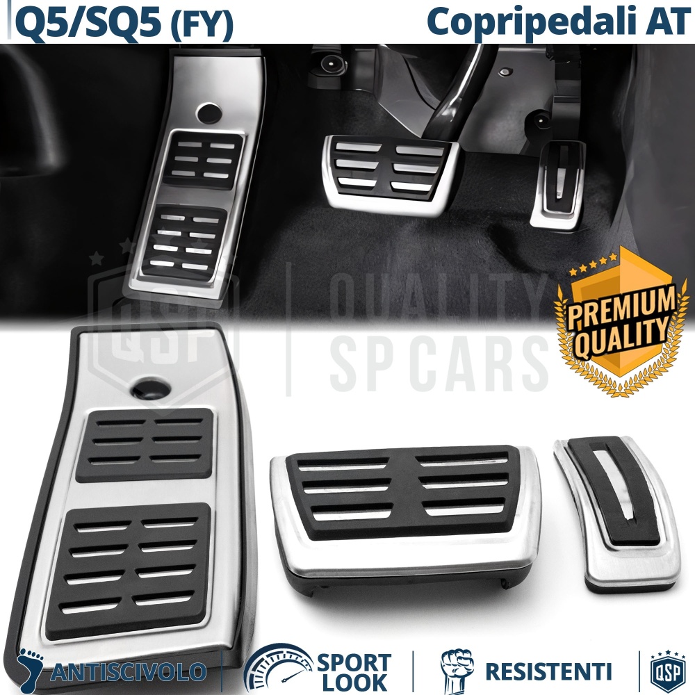 CUBRE PEDALES Deportivos para AUDI Q5 FY Cambio AUTOMÁTICO | Pedales de Aluminio y Goma Antideslizante