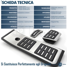 COUVRE PÉDALES Sport pour AUDI A4 B9 Transmission AUTOMATIQUE | Aluminium et Caoutchouc Antidérapant