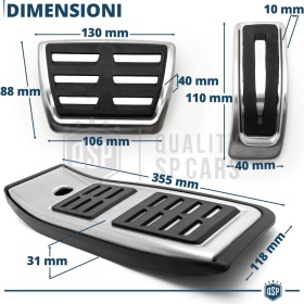 COUVRE PÉDALES Sport pour AUDI A4 B9 Transmission AUTOMATIQUE | Aluminium et Caoutchouc Antidérapant