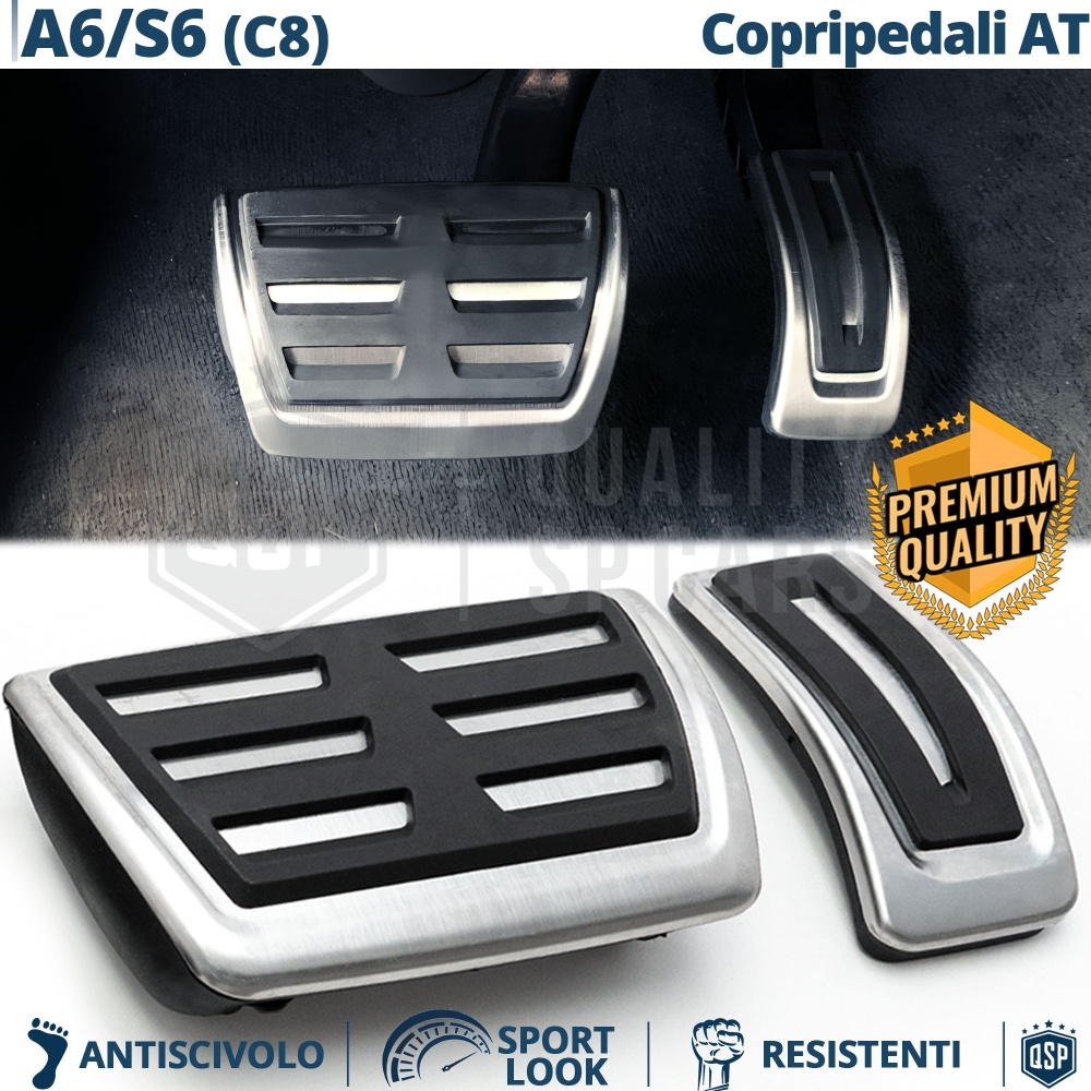 CUBRE PEDALES Deportivos para AUDI A6 C8 Cambio AUTOMÁTICO | Pedales de Aluminio y Goma Antideslizante