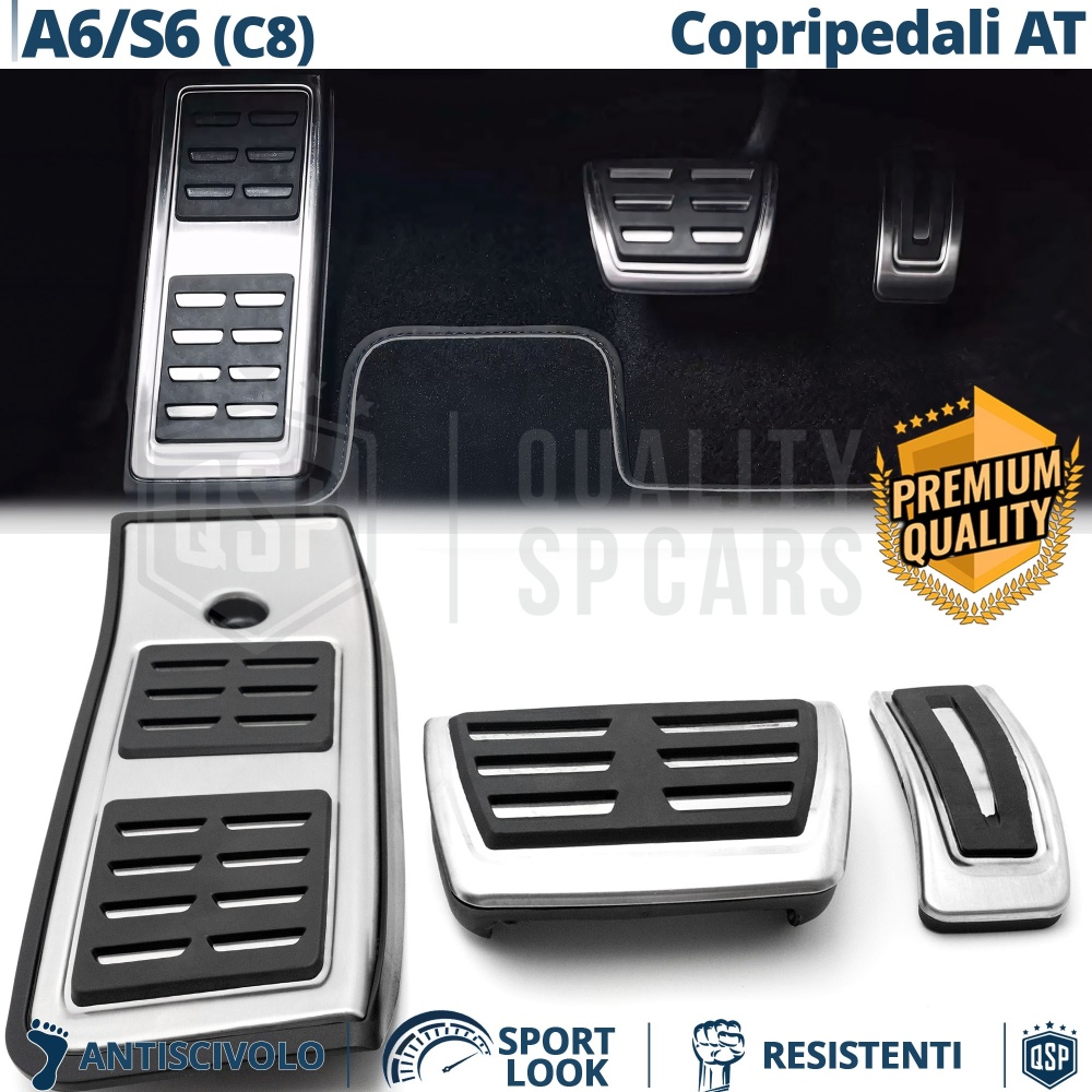 CUBRE PEDALES Deportivos para AUDI A6 C8 Allroad AUTOMÁTICO | Pedales de Aluminio y Goma Antideslizante