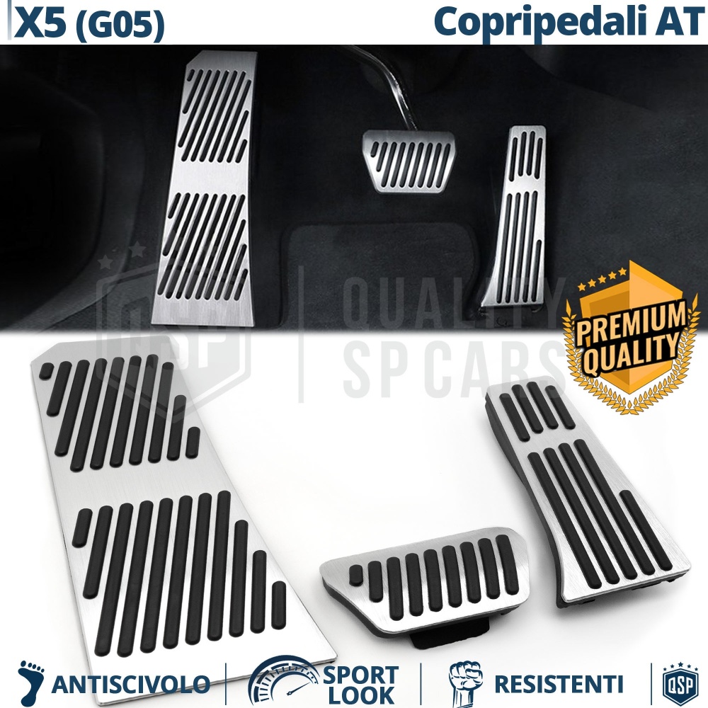 COPRIPEDALI Sportivi Per BMW X5 G05 Cambio AUTOMATICO | Pedaliere Sportive Alluminio e Gomma
