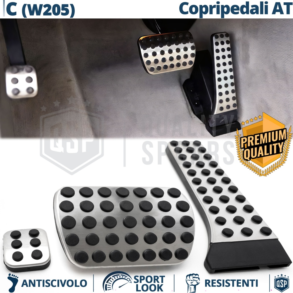 CUBRE PEDALES AMG para Mercedes Clase C W205 Caja de Cambios Automática | Pedales Aluminio y Goma Antideslizante