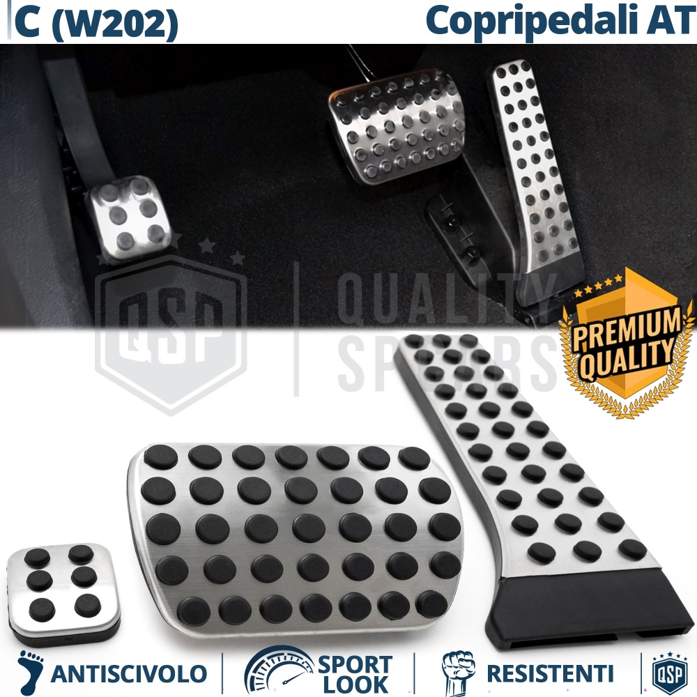 COPRIPEDALI AMG Per Mercedes Classe C W202 Cambio AUTOMATICO | Pedaliera in Alluminio e Gomma