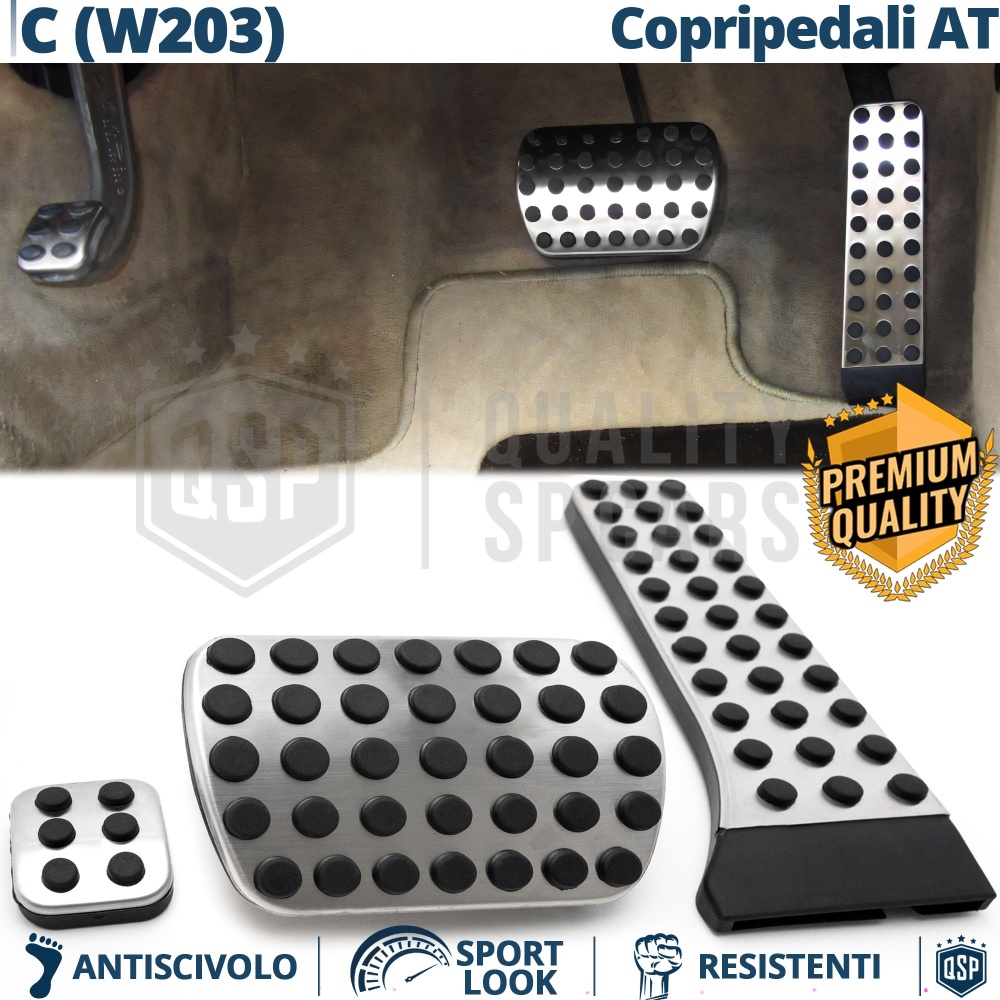CUBRE PEDALES AMG para Mercedes Clase C W203 Caja de Cambios Automática | Pedales Aluminio y Goma Antideslizante