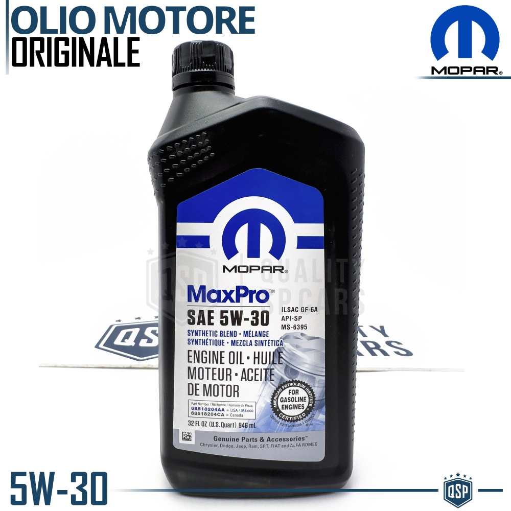 ACEITE DE MOTOR 5W-30 MOPAR ORIGINAL Sintético para Motores Gasolina e Diésel | HECHO en EE.UU. | 946ml.
