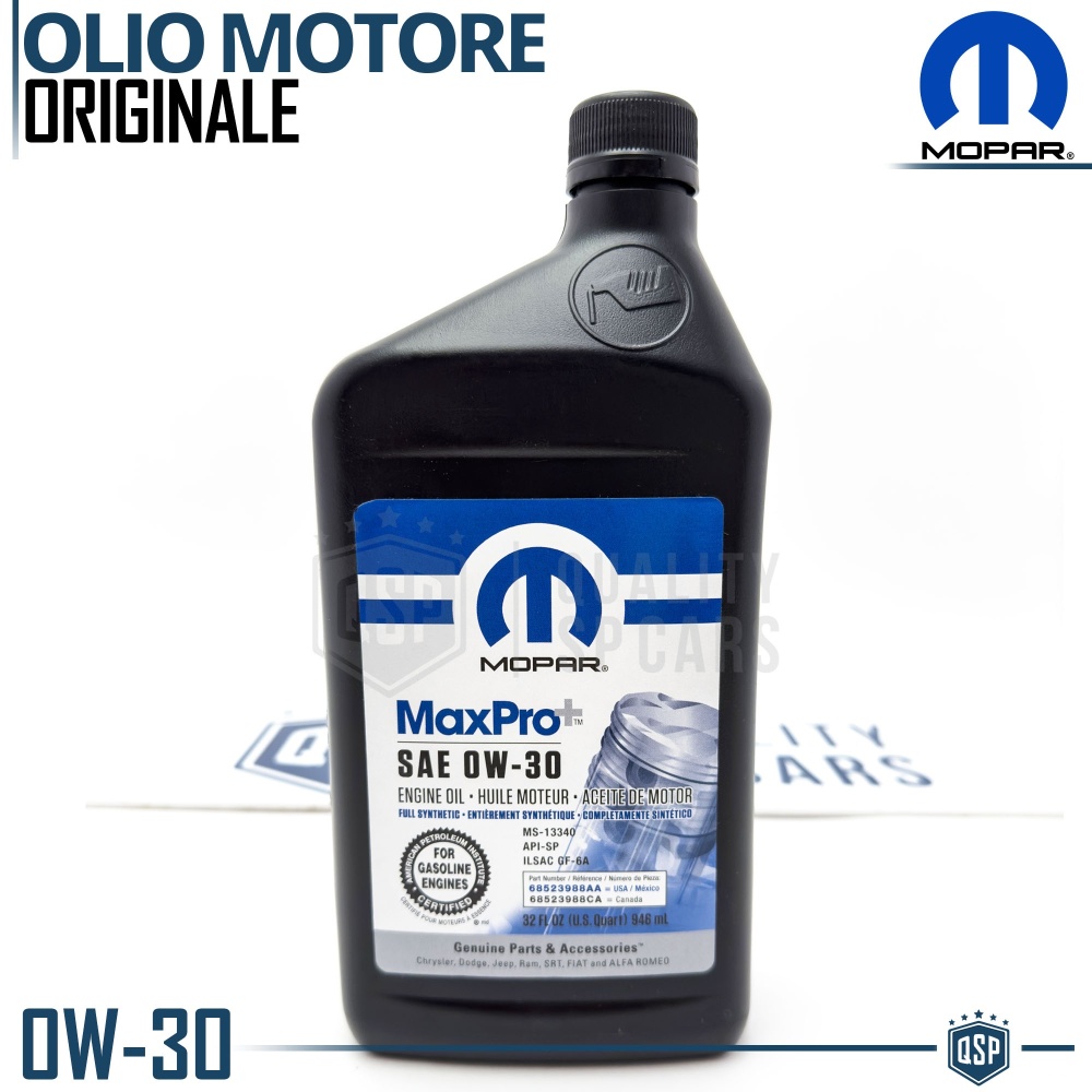 Engine OIL 0W-30 MOPAR ORIGINAL Fully Synthetic for Gasoline and Diesel Engines | MADE in USA | 946ml.