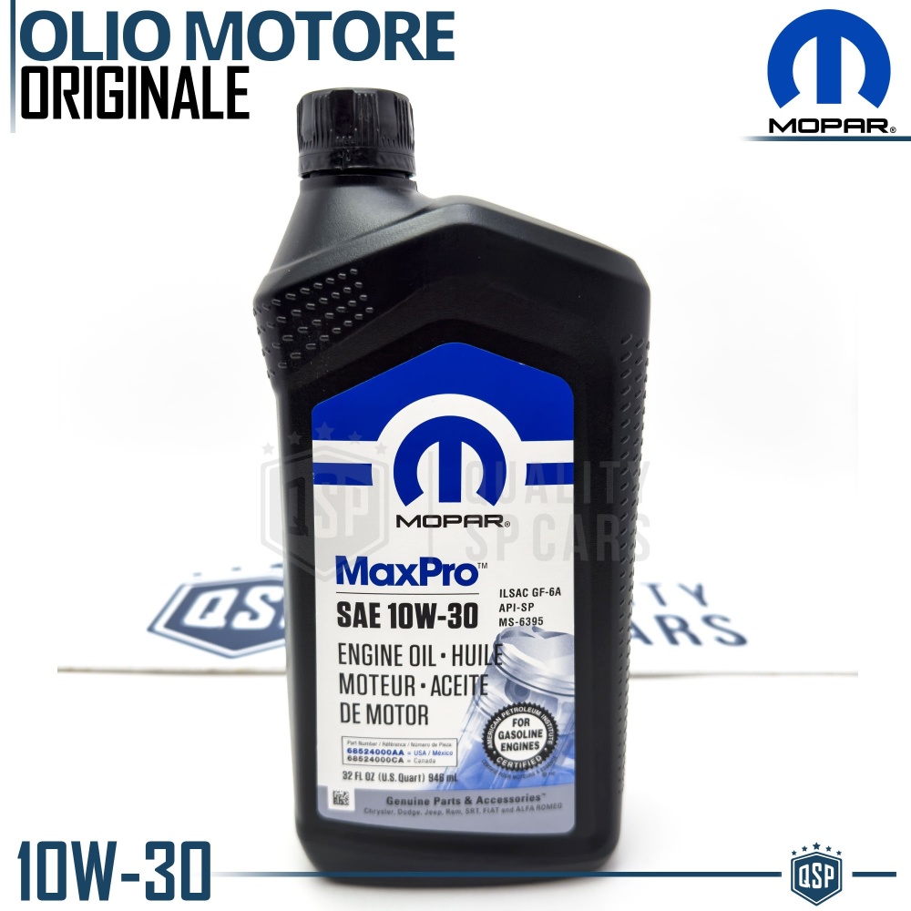 ACEITE DE MOTOR 10W-30 MOPAR ORIGINAL Sintético para Motores Gasolina | HECHO en EE.UU. | 946ml.