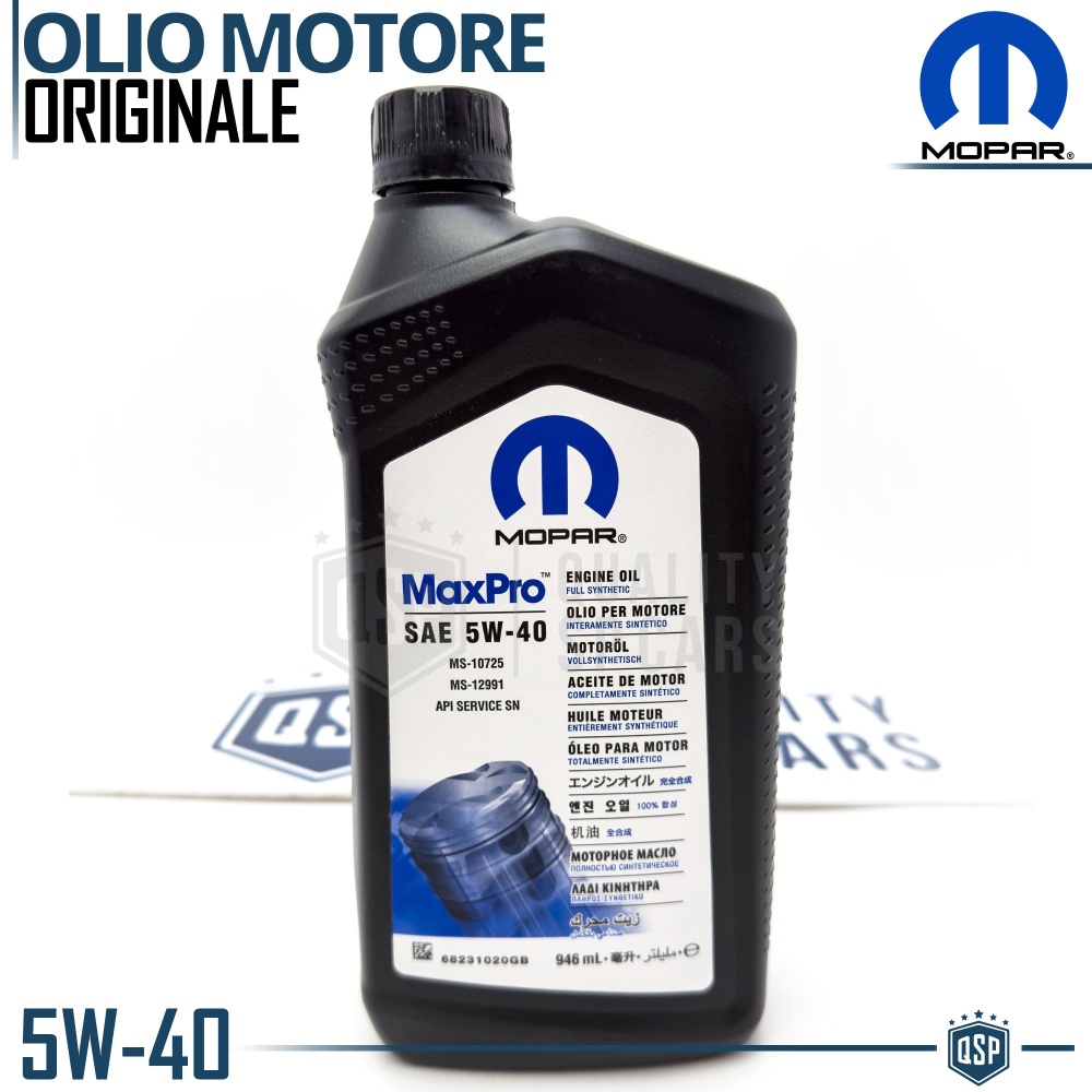 ACEITE DE MOTOR 5W-40 MOPAR ORIGINAL Sintético para Motores Gasolina e Diésel | HECHO en EE.UU. | 946ml.
