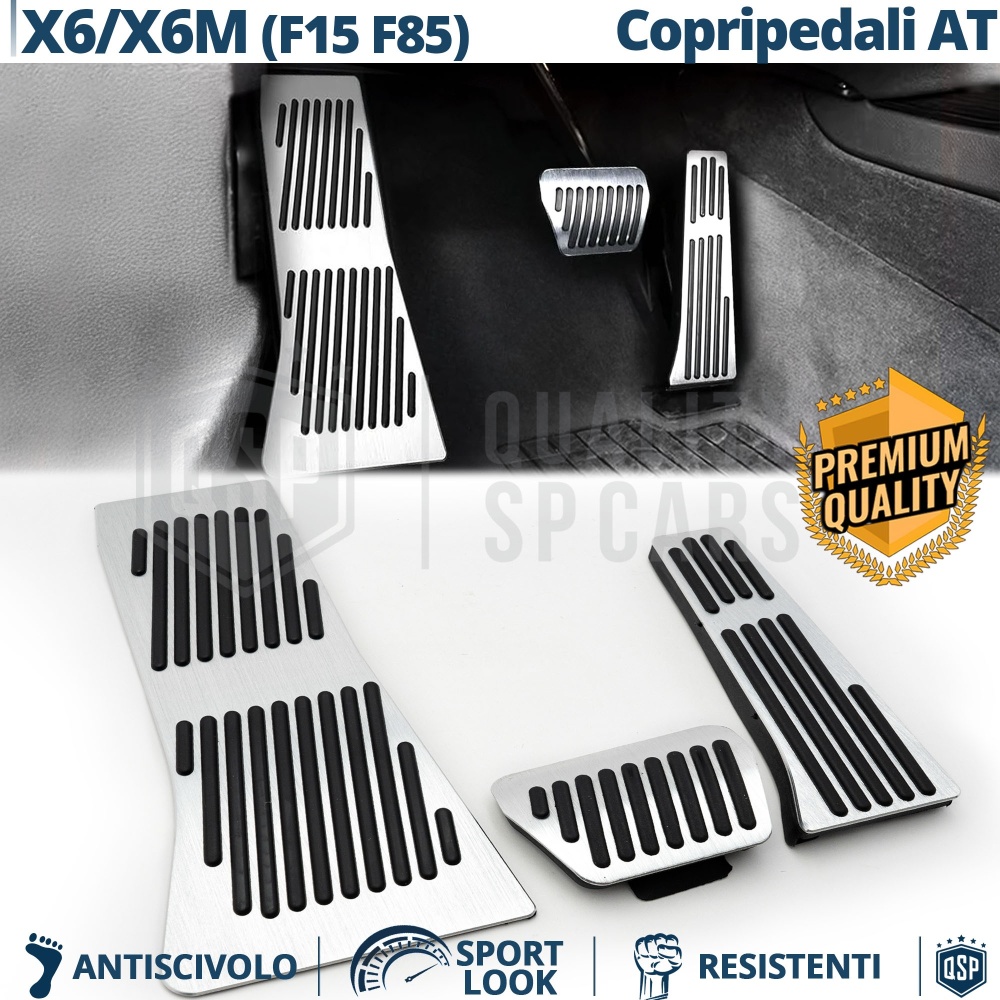 Car PEDAL Covers for BMW X6 F16 F86 AUTOMATIC | Aluminum and Rubber Sports Pedals Car PEDAL Covers for BMW X6 F16 F86 AUTOMATIC | Aluminum and Rubber Sports Pedals