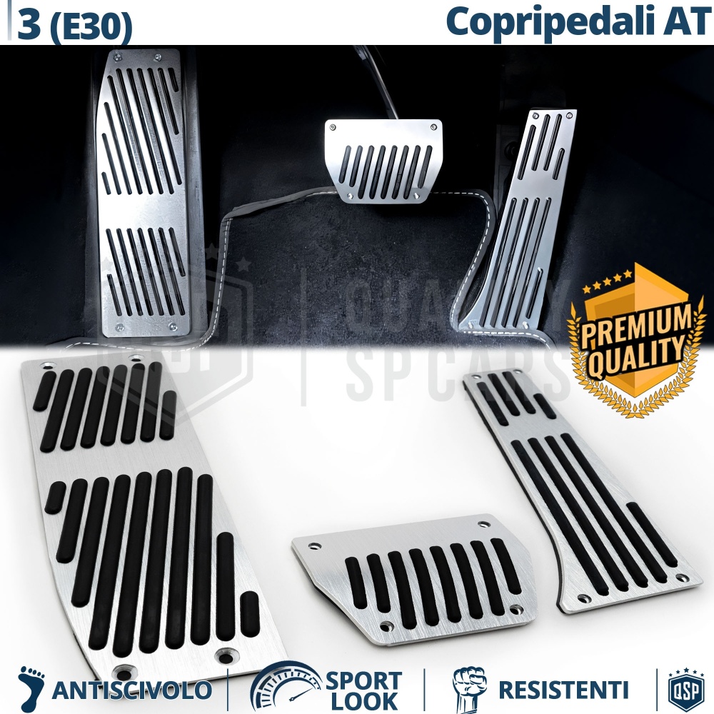 CUBRE PEDALES Deportivos para BMW Serie 3 E30 Cambios Automático | Pedales de Aluminio y Goma Antideslizante