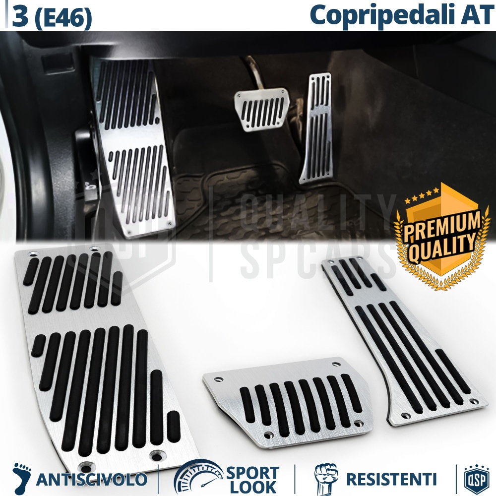 CUBRE PEDALES Deportivos para BMW M3 E46 Cambios Automático | Pedales de Aluminio y Goma Antideslizante