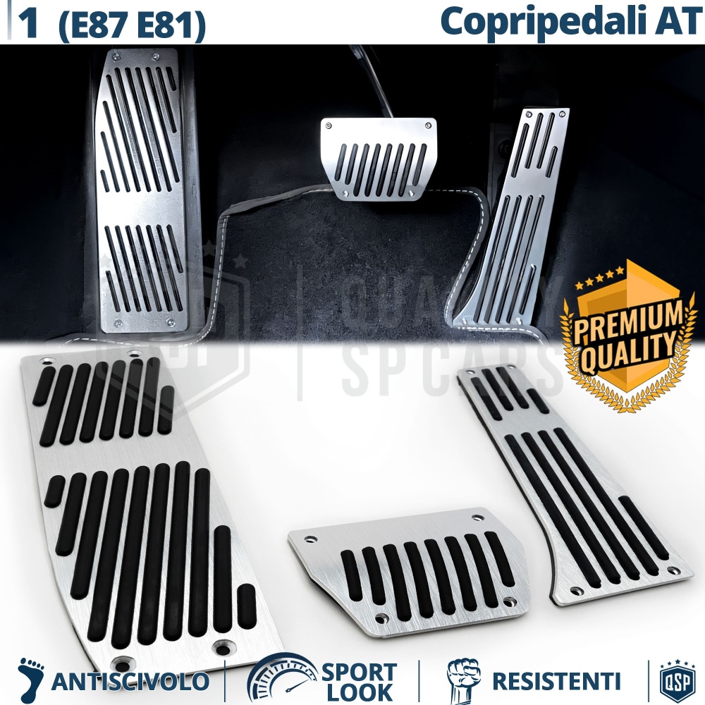 CUBRE PEDALES Deportivos para BMW Serie 1 E87, E81 Cambios Automático | Pedales de Aluminio y Goma Antideslizante