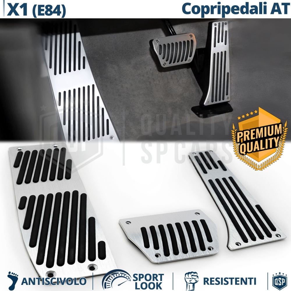 Car PEDAL Covers for BMW X1 E84 AUTOMATIC Gearbox | Aluminum and Non-slip Rubber Pedals