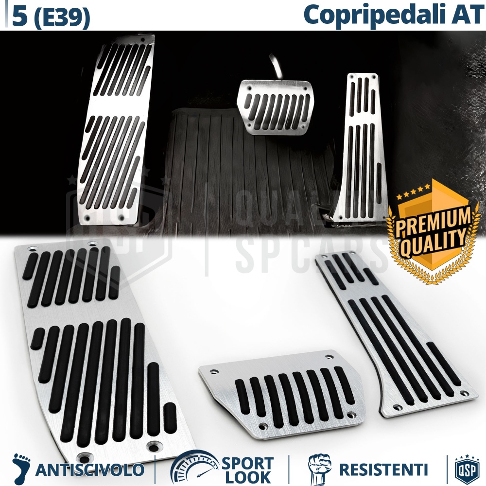 CUBRE PEDALES Deportivos para BMW Serie 5 E39 Cambios Automático | Pedales de Aluminio y Goma Antideslizante