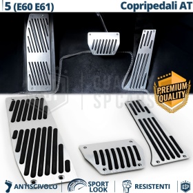 Car PEDAL Covers for BMW 5 Series E60, E61 AUTOMATIC Gearbox | Aluminum and Non-slip Rubber Pedals