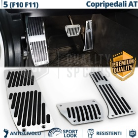 Car PEDAL Covers for BMW 5 Series F10, F11 AUTOMATIC Gearbox | Aluminum and Non-slip Rubber Pedals