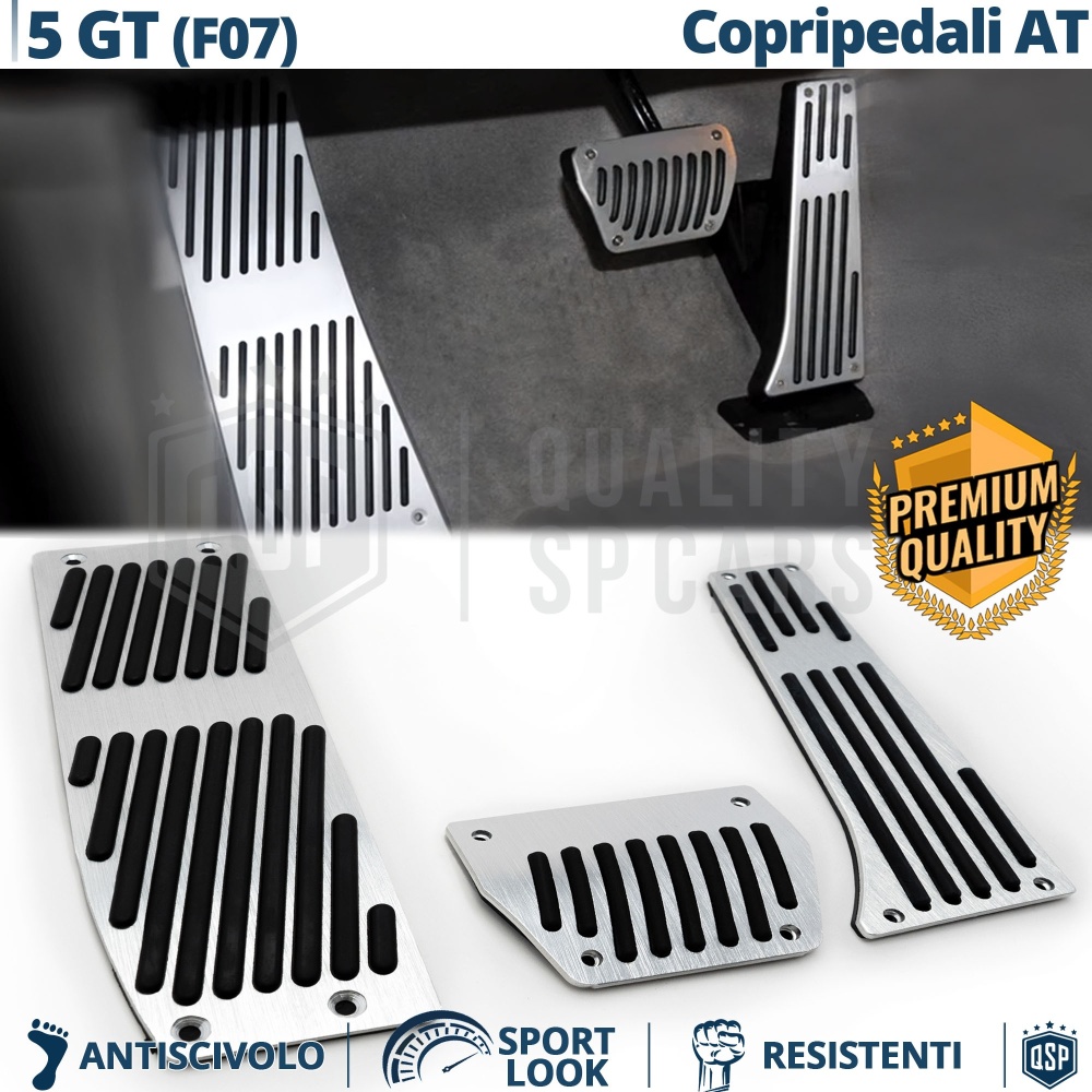 CUBRE PEDALES Deportivos para BMW Serie 5 GT F07 Cambios Automático | Pedales de Aluminio y Goma Antideslizante