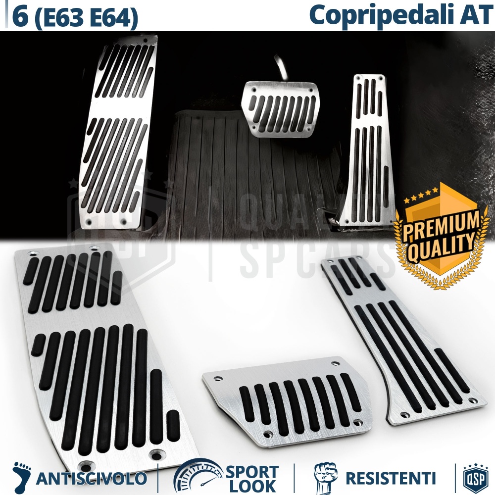 CUBRE PEDALES Deportivos para BMW Serie 6 E63, E64 Cambios Automático | Pedales de Aluminio y Goma Antideslizante