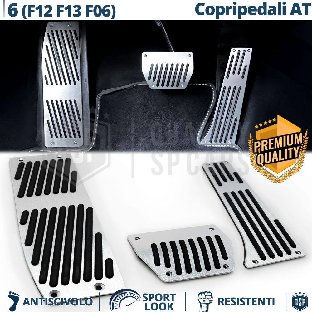 CUBRE PEDALES Deportivos para BMW Serie 6 F12, F13, F06 Cambios Automático | Pedales de Aluminio y Goma Antideslizante