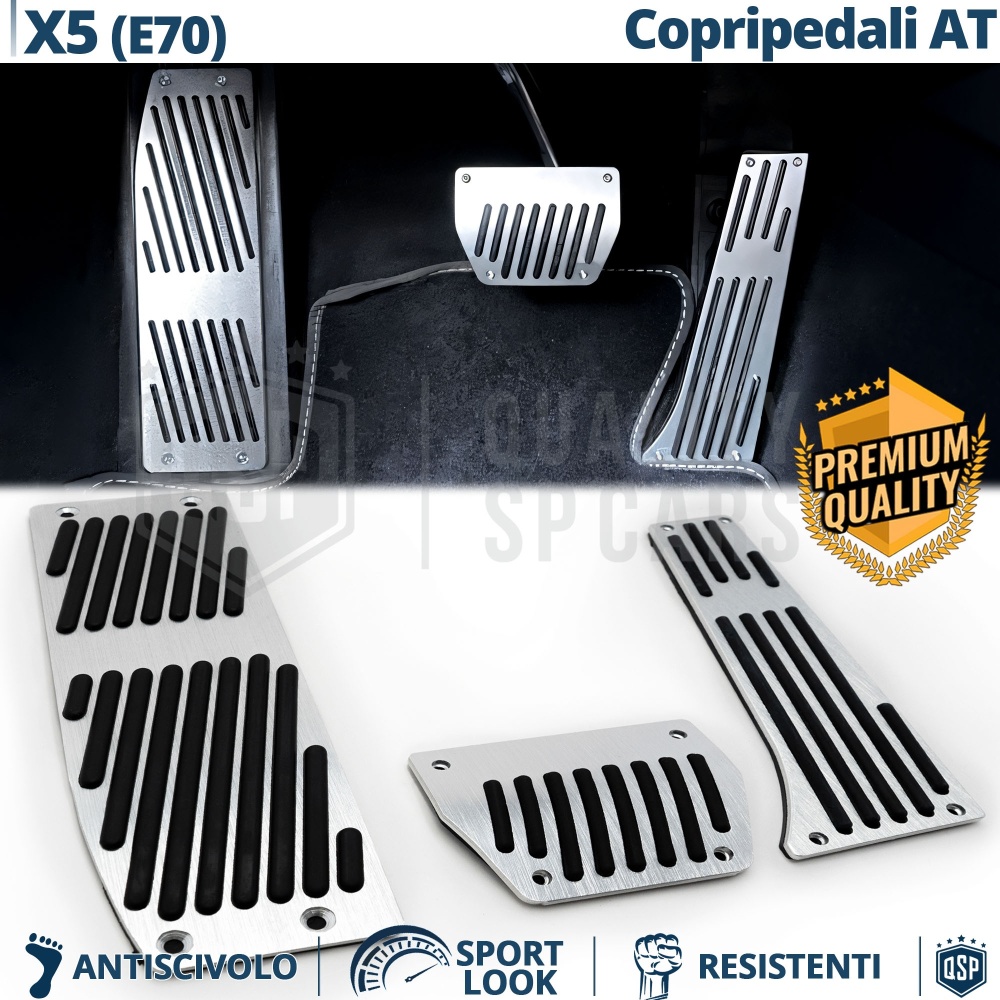 CUBRE PEDALES Deportivos para BMW X5 E70 Cambios Automático | Pedales de Aluminio y Goma Antideslizante