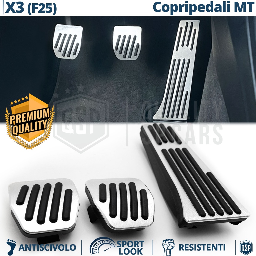 CUBRE PEDALES Deportivos para Bmw X3 F25 10-14 Manuales | Pedales de Aluminio y Goma Antideslizante CUBRE PEDALES Deportivos para Bmw X3 F25 10-14 Manuales | Pedales de Aluminio y Goma Antideslizante