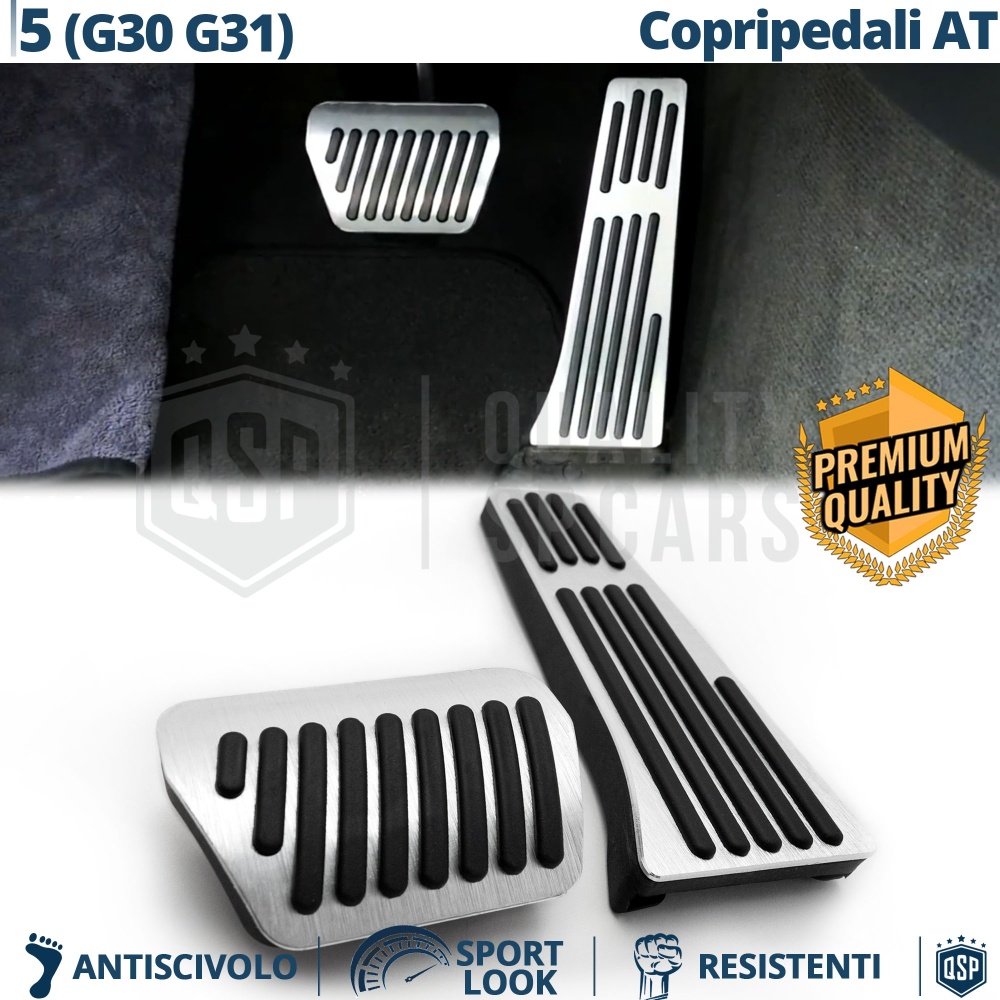 CUBRE PEDALES Deportivos para BMW Serie 5 G30 G31 Cambio AUTOMÁTICO | Pedales de Aluminio y Goma CUBRE PEDALES Deportivos para BMW Serie 5 G30 G31 Cambio AUTOMÁTICO | Pedales de Aluminio y Goma