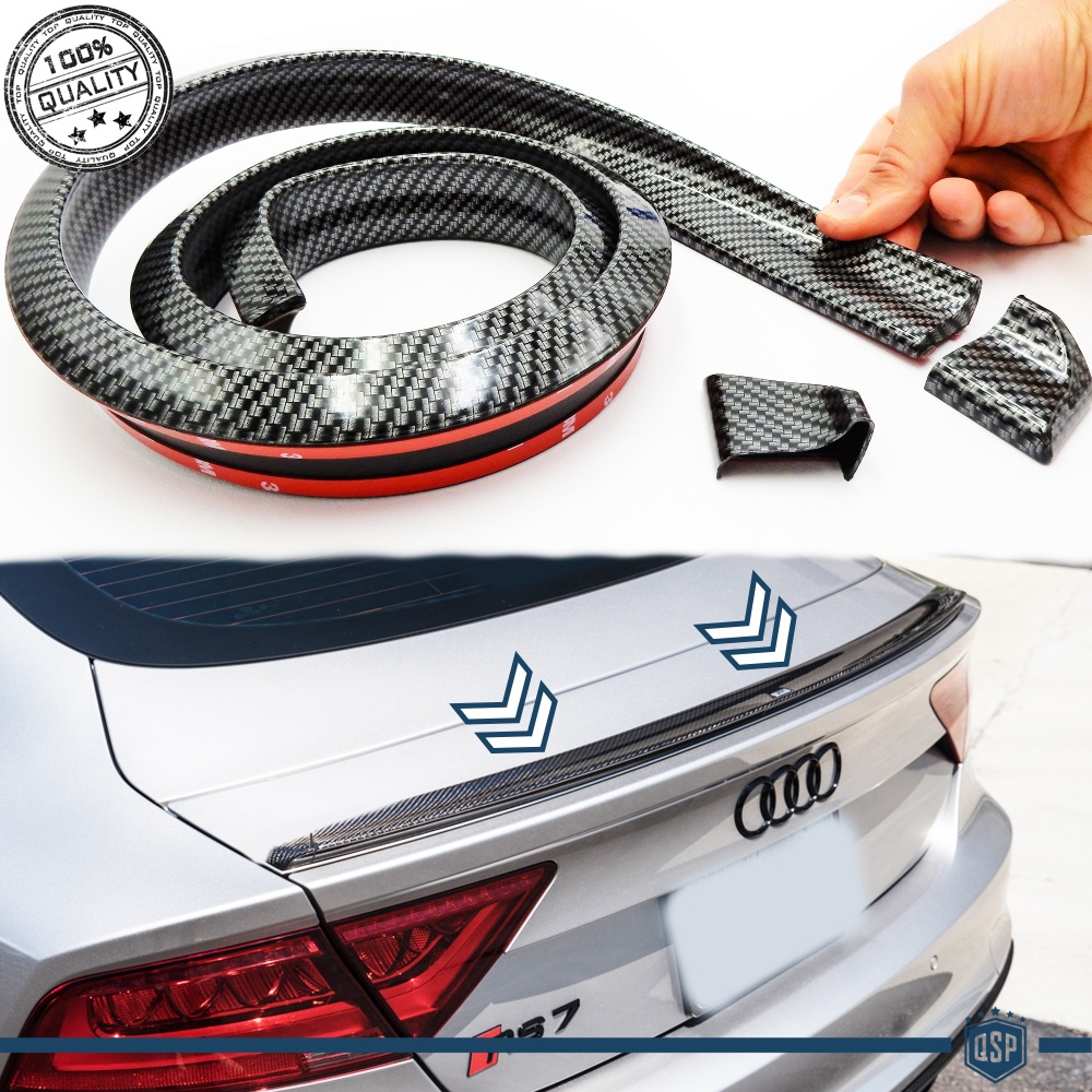 SPOILER Posteriore Per AUDI A7-A8, Lama Cofano Bagagliaio Nero Effetto FIBRA DI CARBONIO Adesivo Flessibile in EPDM SPOILER Posteriore Per AUDI A7-A8, Lama Cofano Bagagliaio Nero Effetto FIBRA DI CARBONIO Adesivo Flessibile in EPDM