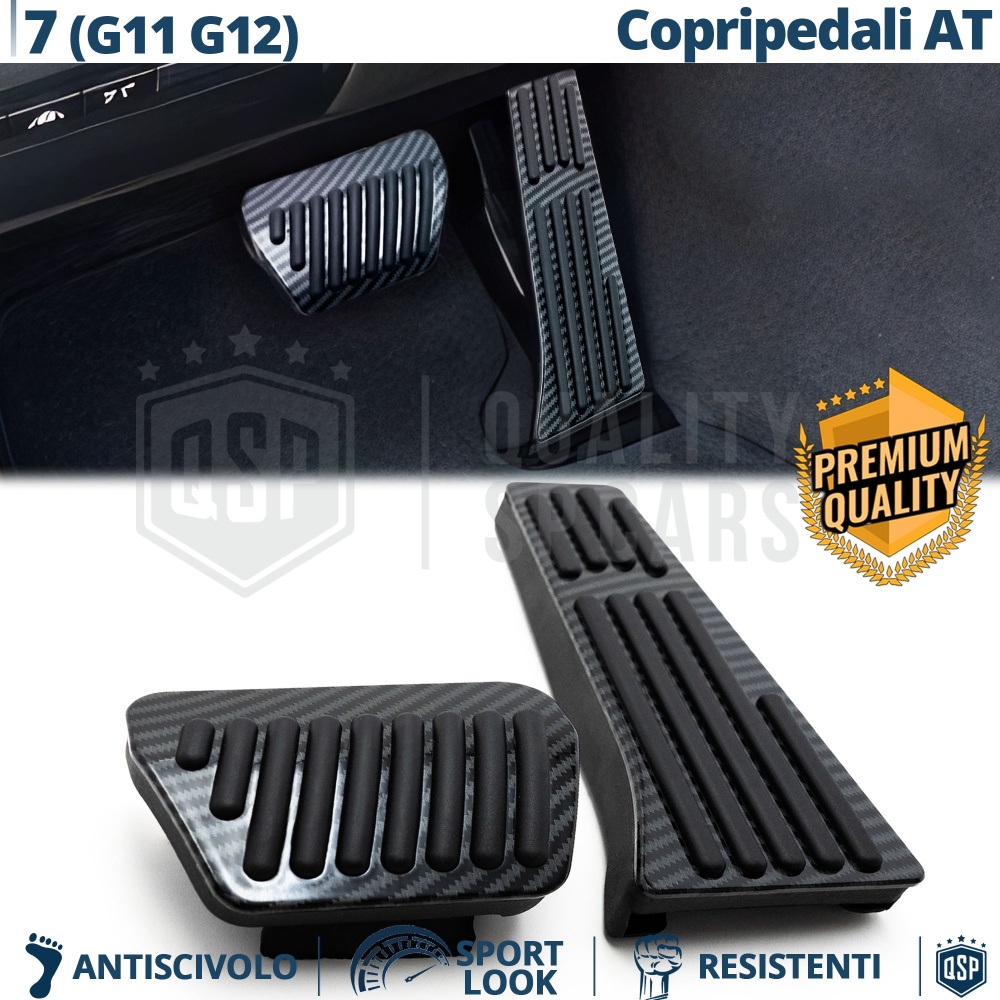 CUBRE PEDALES Deportivos para BMW Serie 7 G11 G12 AUTOMÁTICO | Pedales CARBÓN NEGRO de Aluminio y Goma