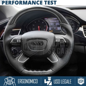 VOLANTE Deportivo para AUDI (09-18), Ergonómico Plano en Carbono y Piel | Reemplazo Perfecto