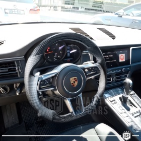 VOLANTE Deportivo para PORSCHE (13-21), Ergonómico Plano en Carbono y Piel | Reemplazo Perfecto