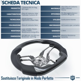 VOLANTE Deportivo para PORSCHE (13-21), Ergonómico Plano en Carbono y Piel | Reemplazo Perfecto