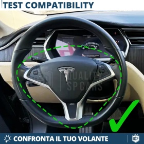 Sport STEERING WHEEL for TESLA (12-20), Ergonomic D Shape in Carbon and Leather | Perfect Replacement