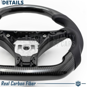 Sport STEERING WHEEL for TESLA (12-20), Ergonomic D Shape in Carbon and Leather | Perfect Replacement