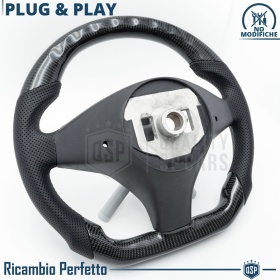 Sport STEERING WHEEL for TESLA (12-20), Ergonomic D Shape in Carbon and Leather | Perfect Replacement
