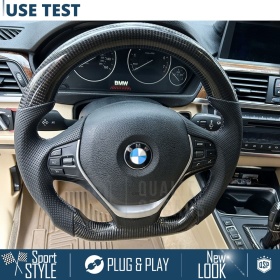 VOLANTE Deportivo para BMW (12-21), Ergonómico Plano en Carbono y Piel | Reemplazo Perfecto