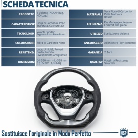 VOLANTE Deportivo para BMW (12-21), Ergonómico Plano en Carbono y Piel | Reemplazo Perfecto