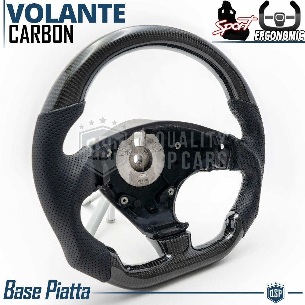 Sport STEERING WHEEL for MASERATI (03-19), Ergonomic D Shape in Carbon and Leather | Perfect Replacement