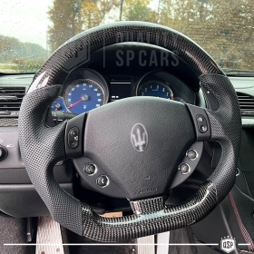 Sport STEERING WHEEL for MASERATI (03-19), Ergonomic D Shape in Carbon and Leather | Perfect Replacement