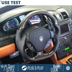Sport STEERING WHEEL for MASERATI (03-19), Ergonomic D Shape in Carbon and Leather | Perfect Replacement