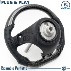 Sport STEERING WHEEL for MASERATI (03-19), Ergonomic D Shape in Carbon and Leather | Perfect Replacement