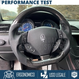 Sport STEERING WHEEL for MASERATI (03-19), Ergonomic D Shape in Carbon and Leather | Perfect Replacement