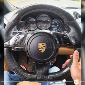 VOLANTE Deportivo para PORSCHE (09-16), Ergonómico Plano Carbono y Piel | Reemplazo Perfecto
